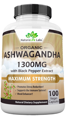 Premium Ashwagandha 1300mg - 100 vegan capsules 100% Pure Organic